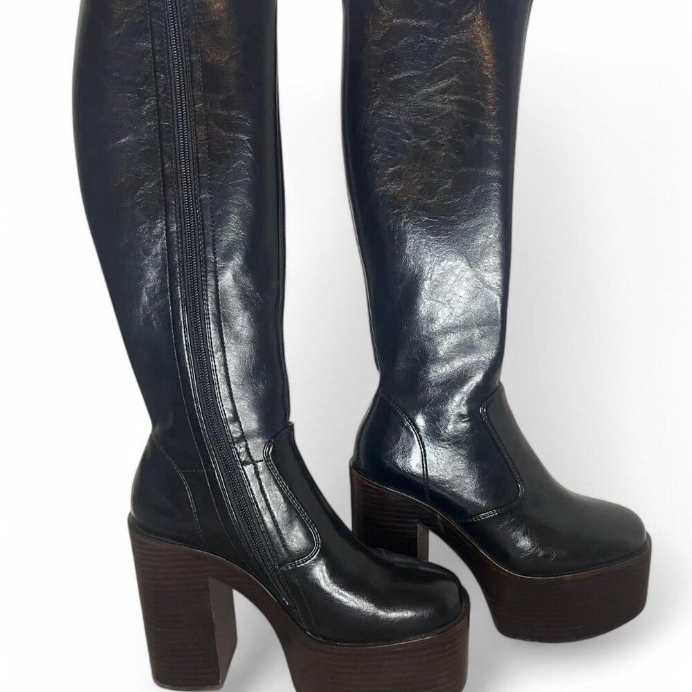 Black Jeffery Campbell knee high  platform boots